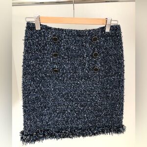 Karl Lagerfeld Navy Tweed Pencil Skirt